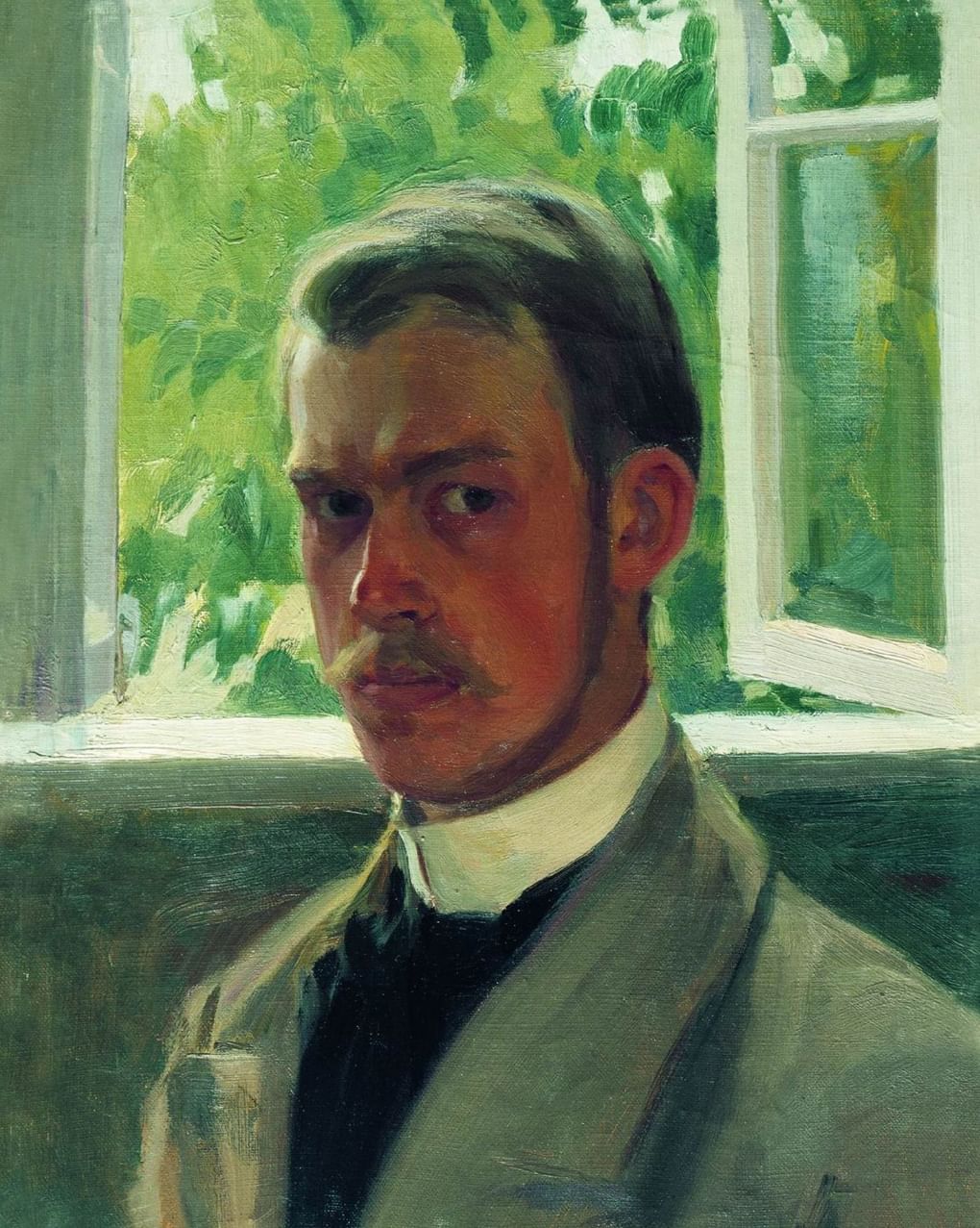 Борис Кустодиев. Автопортрет у окна (фрагмент). 1899. Пермская государственная художественная галерея, Пермь