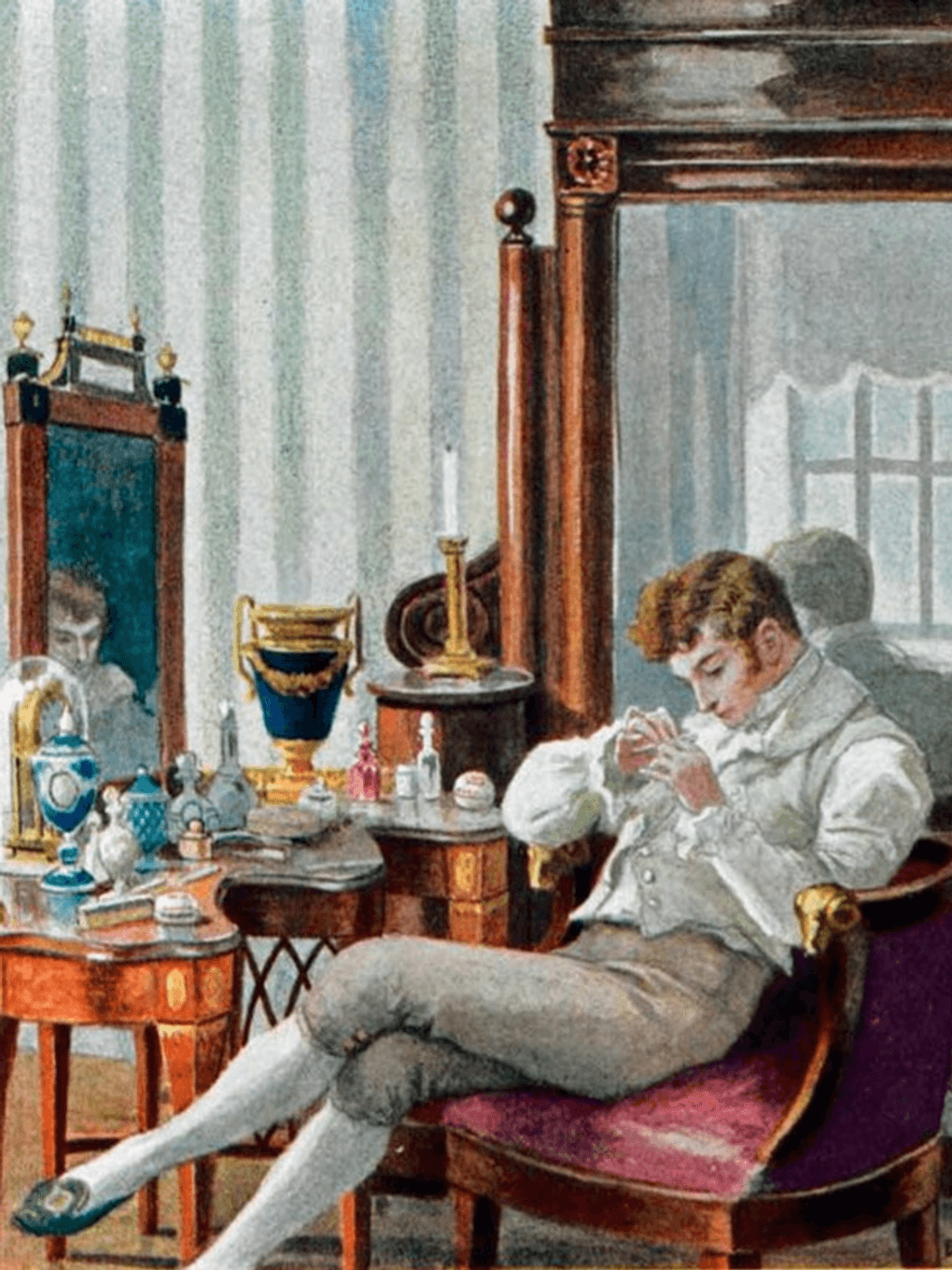 Елена Самокиш-Судковская. Евгений Онегин в кабинете (фрагмент). 1908. Из книги типографии товарищества Р. Голике и А. Вольборг, Санкт-Петербург