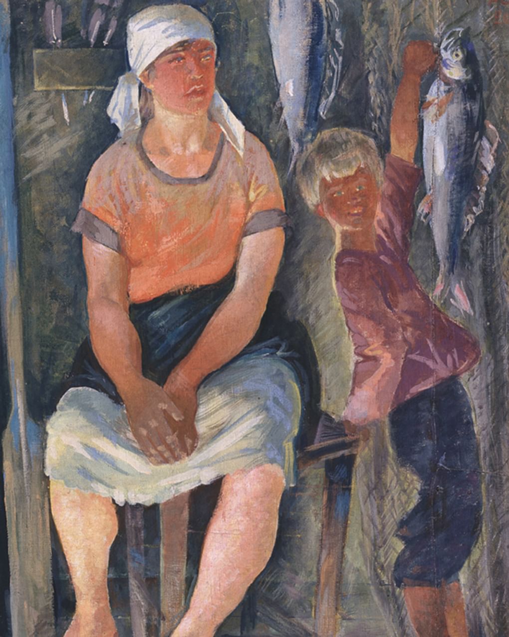 Александр Самохвалов. В семье рыбака (фрагмент). 1926. Волгоградский музей изобразительных искусств им. И.И. Машкова, Волгоград